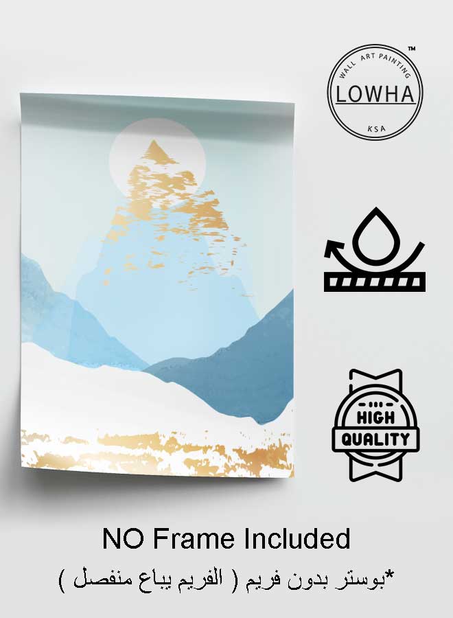 LOWHA Poster Painting Art With Four Separate Pieces Of Double-Sided Stickers Gold Mountain Abstract Sun Art For Home Bedroom Living Room And Office Decor - Image 3