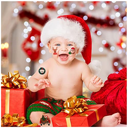 Hohamn Glitter Christmas Temporary Tattoos for Kids, 12 Sheets Glitter Christmas Holiday Tattoos for Boys Girls Xmas Party Gifts Crafts Decoration - Image 4