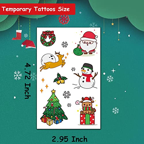 Hohamn Glitter Christmas Temporary Tattoos for Kids, 12 Sheets Glitter Christmas Holiday Tattoos for Boys Girls Xmas Party Gifts Crafts Decoration - Image 3