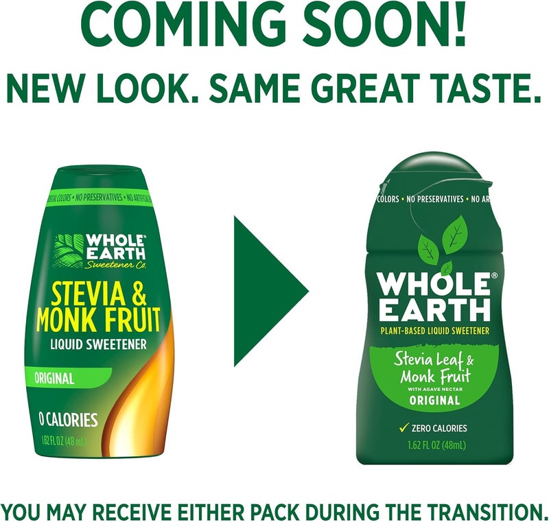 Whole Earth Stevia & Monk Fruit Liquid Sweetener, Original Flavor, 1.62 Fl Oz Squeeze Bottle (Pack of 12) - Image 3