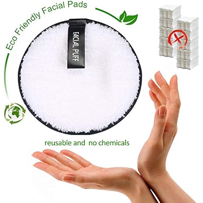 JewelryWe 3pcs Reusable Makeup Remover Pads Double-Side Washable Makeup Removal Cloth Facial and Skin Care Puff Sponge - Image 4