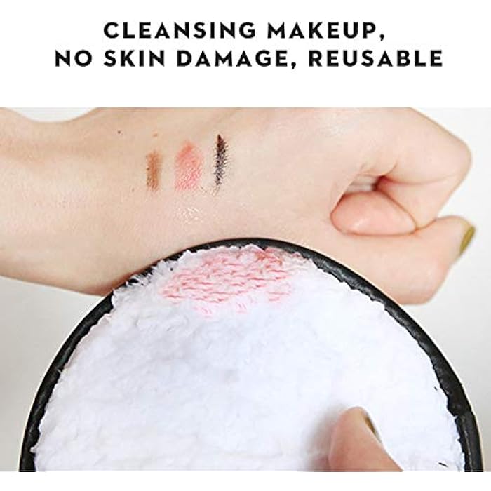 JewelryWe 3pcs Reusable Makeup Remover Pads Double-Side Washable Makeup Removal Cloth Facial and Skin Care Puff Sponge - Image 5