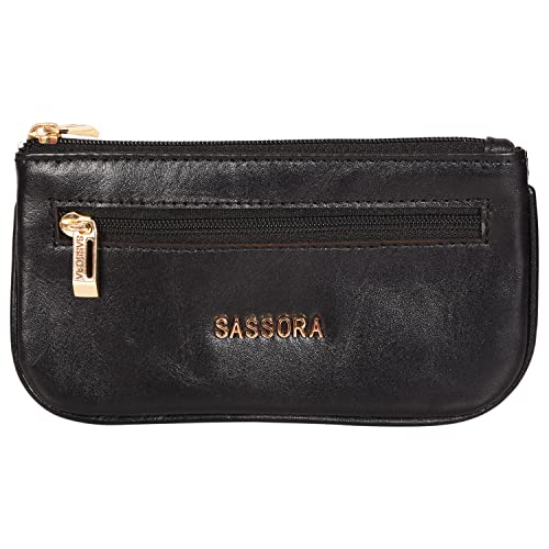 Sassora Genuine Leather Key Case with Zipper & External Pocket | Compact Holder for Car, Bike & Home Keys | for Men & Women - Image 1