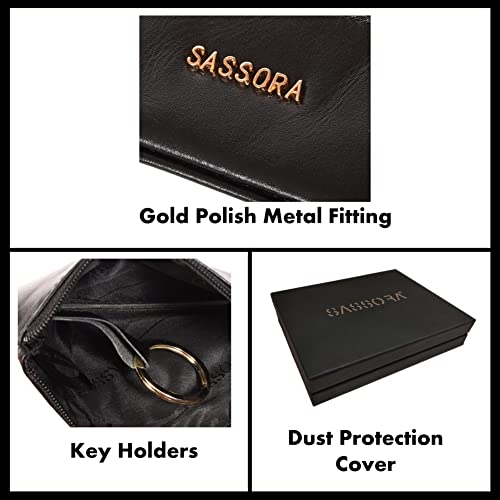 Sassora Genuine Leather Key Case with Zipper & External Pocket | Compact Holder for Car, Bike & Home Keys | for Men & Women - Image 4