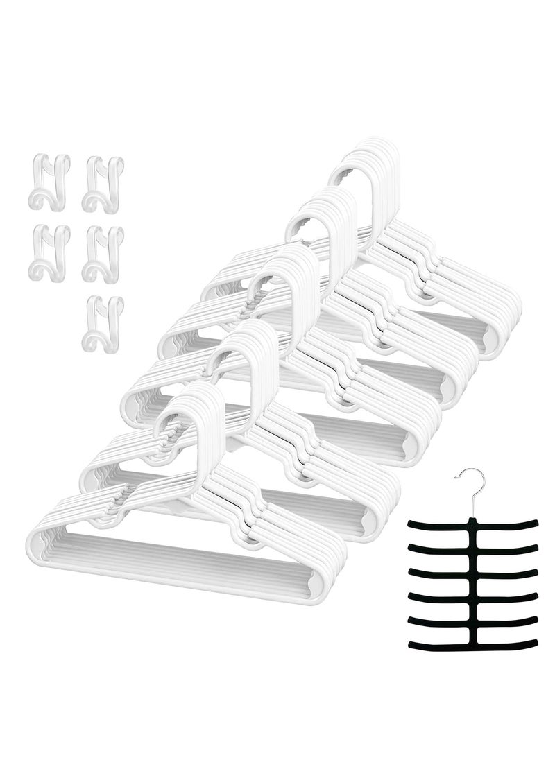 TYCOM Kids Plastic Clothes Hangers Suit Hangers 50 Pack Ultra Thin Space Saving Clothes Hangers Hold Up-to 10 Lbs for Coats Jackets Pants Plastic Whit  - Image 1