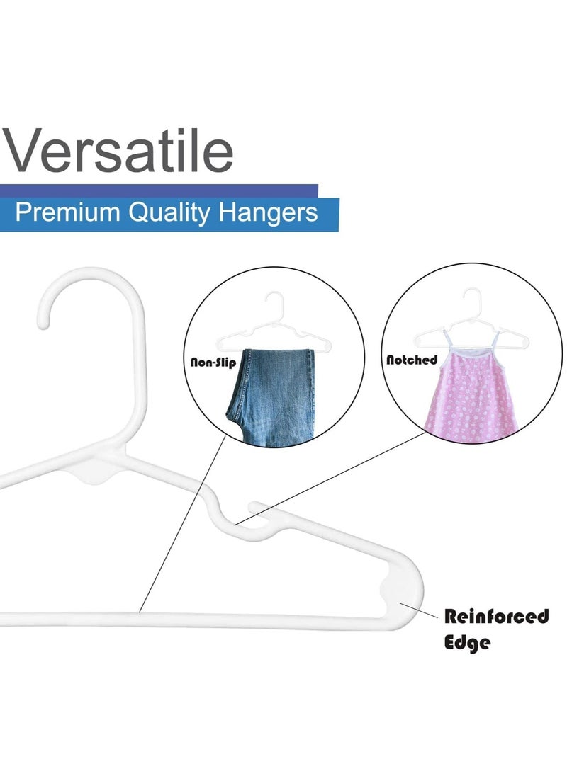 TYCOM Kids Plastic Clothes Hangers Suit Hangers 50 Pack Ultra Thin Space Saving Clothes Hangers Hold Up-to 10 Lbs for Coats Jackets Pants Plastic Whit  - Image 2