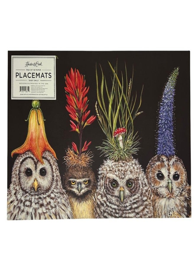 Hester & Cook Baby Owls Disposable Paper Placemats - Designed by Vicki Sawyer American Made - 18 Sheets per Pad - Image 1