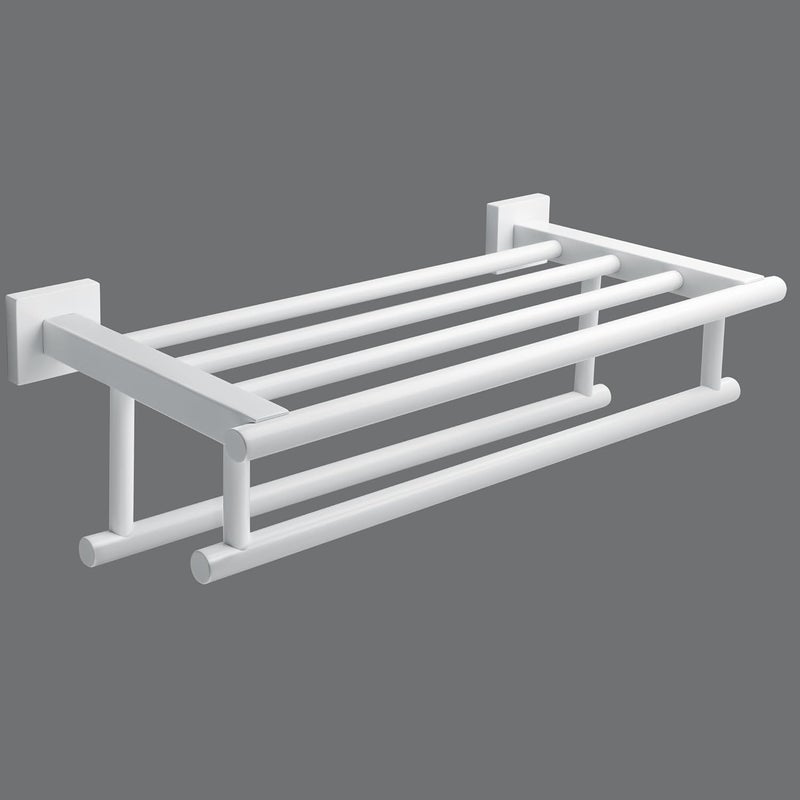 Alise Towel Rack,Towel Hanger Towel Shelf with Double Towel Bars for Bathroom Lavatory,16 Inch SUS 304 Stainless Steel Towel Holder Wall Mount,Matte White Finish - Image 1