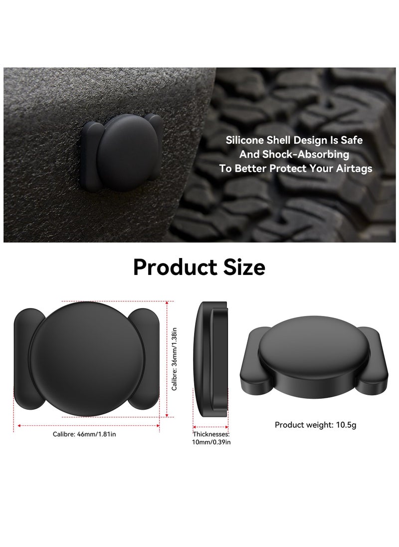 Excefore - 2 Pack Magnetic Silicone AirTag Holder with Strong Magnet and Ultra Adhesive Sticker for Apple AirTag Case, Anti-Lost Hidden Air Tag Mount for Car, Bike, Metal Surfaces, Black and Blue - Image 1