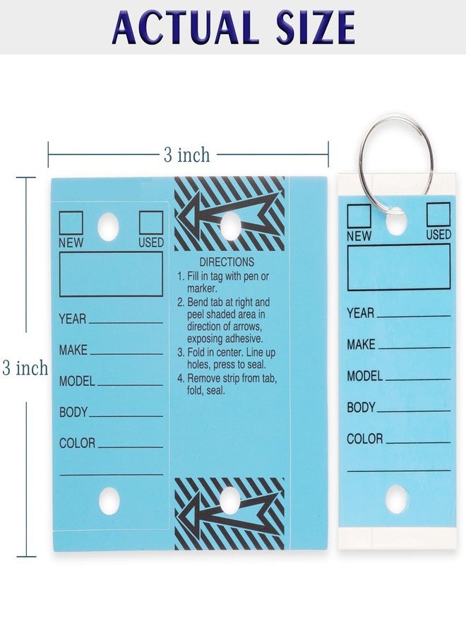 Wuliim Genuine Self Laminating Key Tags - Blue | Writable Waterproof Labels for Easy Identification - Pack of 250 with 250 Rings | Durable Bulk Car Dealership Supplies Key Tags Self Protecting - Image 2
