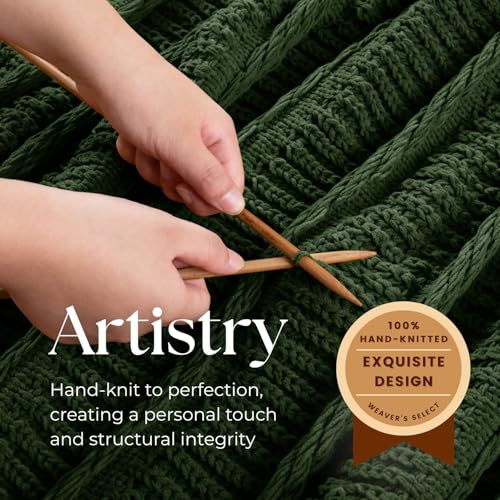 DOWN HOME Boho Knitted Chenille Blanket with Tassels - Lightweight & Soft All-Season Throw - 3D Classic Pattern for Living Room Bedroom Couch, Imperial Green, Throw 50"x60" - Image 3