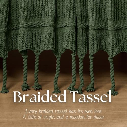 DOWN HOME Boho Knitted Chenille Blanket with Tassels - Lightweight & Soft All-Season Throw - 3D Classic Pattern for Living Room Bedroom Couch, Imperial Green, Throw 50"x60" - Image 5