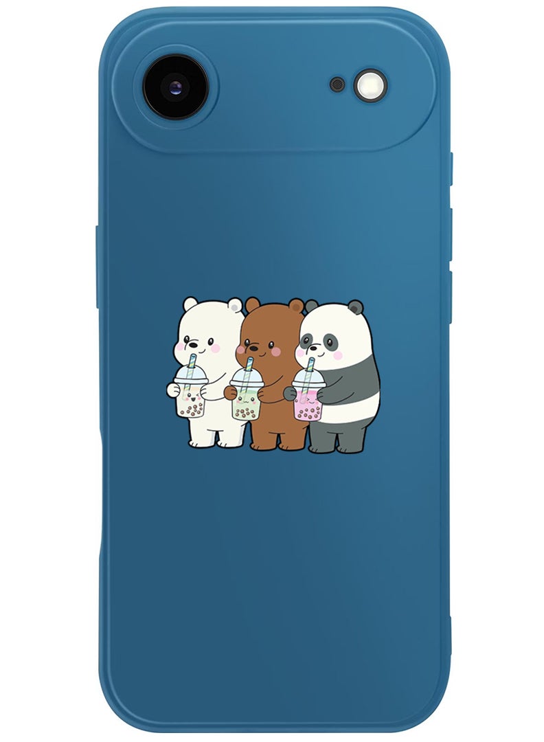 Theodor Protective Slim Fit Case Liquid Silicone Cover with Full Body Protection Anti-Scratch Shockproof Case For Apple iPhone 17 Air (Blue) 3 Panda Drinking - Image 1