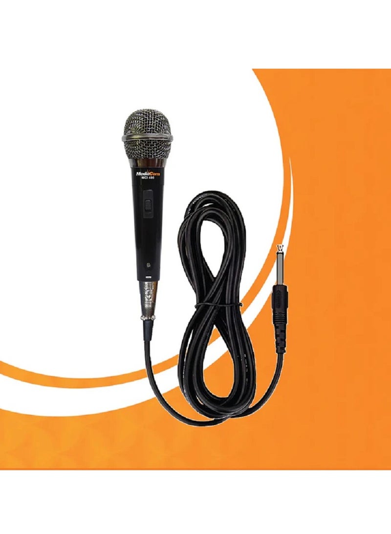MediaCom Professional Corded Microphone with High-Fidelity Audio, Uni-Directional Dynamic Design, 3-Meter Cable for Clear Voice and Music Reproduction MCI 480 PRO Black - Image 1