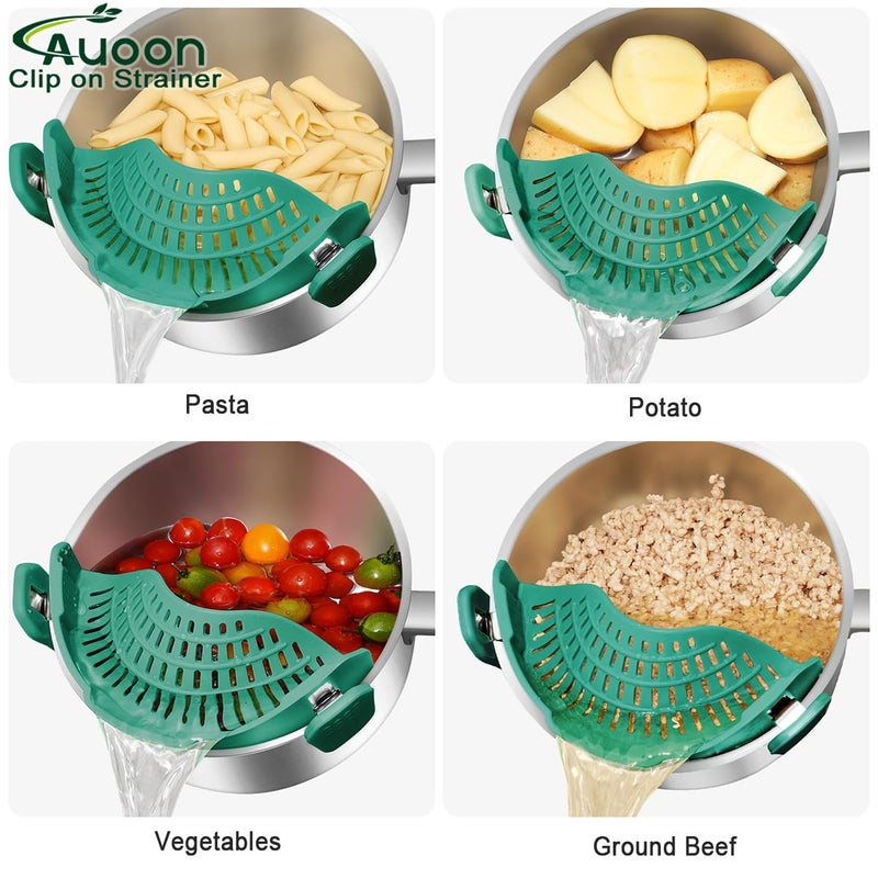 Auoon Oversized Pot Strainer Clip On Silicone - Family-Style Design Pasta Strainer Heat Resistant Kitchen Colander For Spaghetti And Noodles | Dishwasher Safe - Image 5
