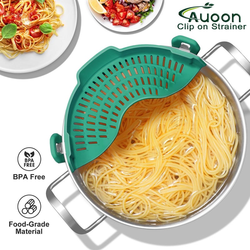 Auoon Oversized Pot Strainer Clip On Silicone - Family-Style Design Pasta Strainer Heat Resistant Kitchen Colander For Spaghetti And Noodles | Dishwasher Safe - Image 2