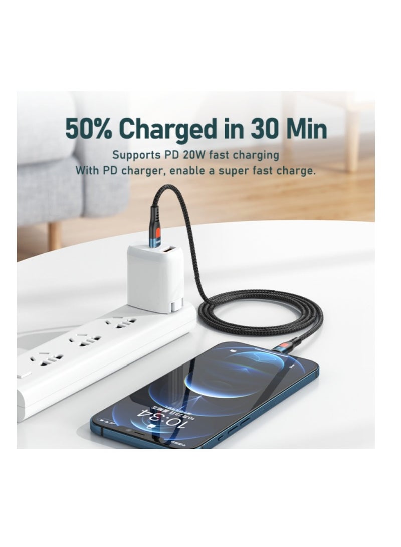 ريماكس كابل شحن سريع من REMAX RC-188i Lesu Pro بطول 1 متر، من النوع C إلى 8 دبابيس، مضفر من سبائك الألومنيوم، مزود بـ PD20W (أسود) - Image 3