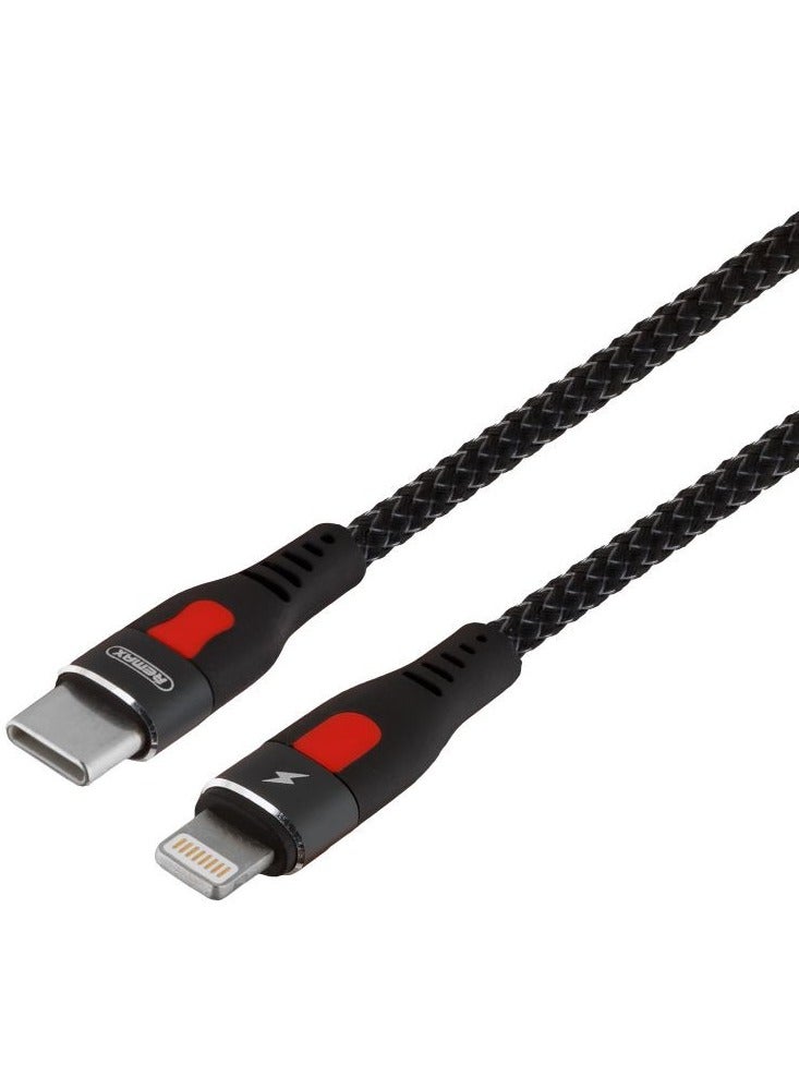 ريماكس كابل شحن سريع من REMAX RC-188i Lesu Pro بطول 1 متر، من النوع C إلى 8 دبابيس، مضفر من سبائك الألومنيوم، مزود بـ PD20W (أسود) - Image 4