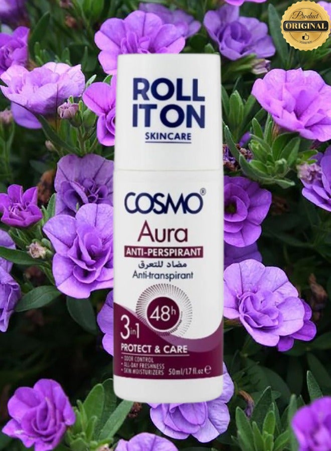 COSMO 8 Pieces Roll It On Aura Anti Perspirant 48h 3 in 1  - Image 2