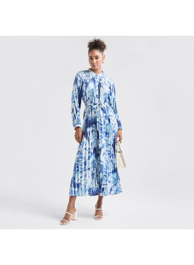 FAV - All-Over Print Maxi Shirt Dress with Long Sleeves - Image 1