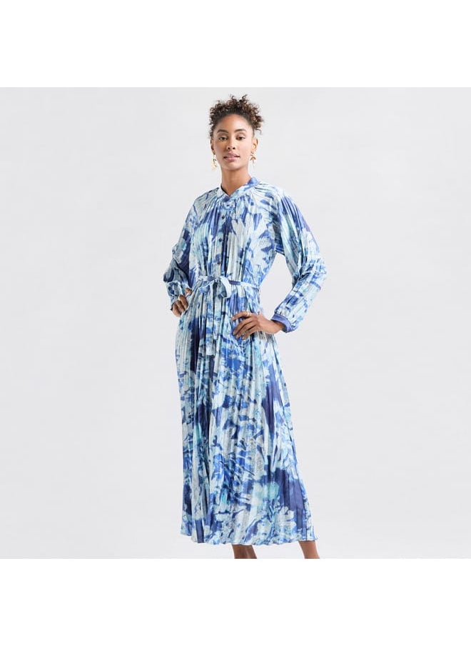 FAV - All-Over Print Maxi Shirt Dress with Long Sleeves - Image 1