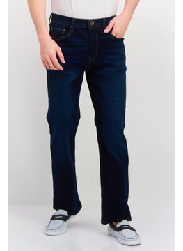 Men Regular Fit Washed Denim Jeans, Blue