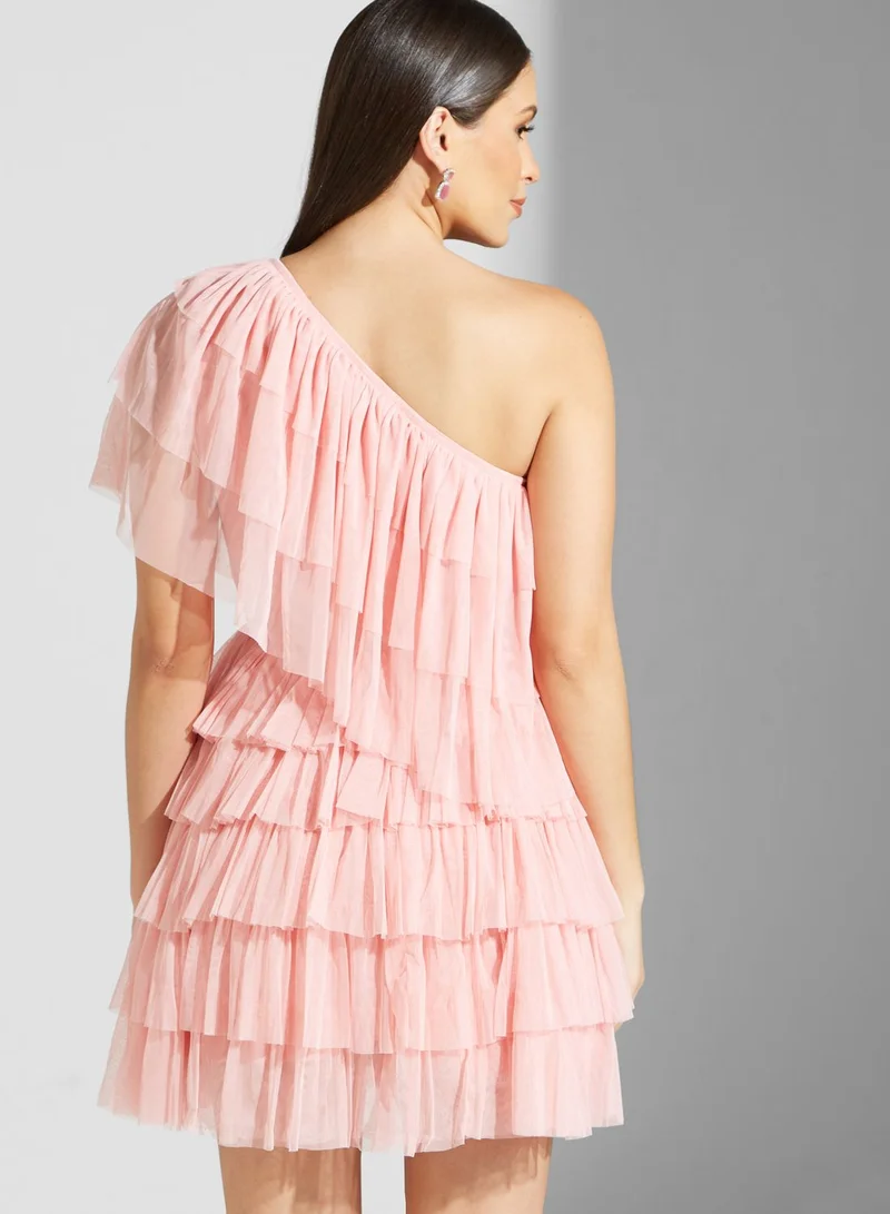 Namshi X Hadia Ghaleb Hadia Ghaleb Layered One-Shoulder Dress