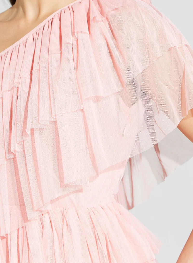 Namshi X Hadia Ghaleb Hadia Ghaleb Layered One-Shoulder Dress