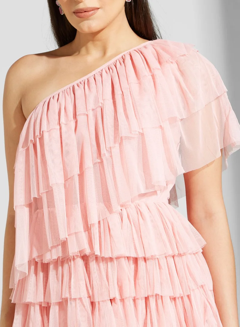 Namshi X Hadia Ghaleb Hadia Ghaleb Layered One-Shoulder Dress