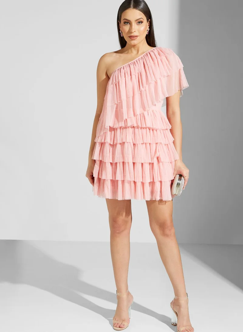 Namshi X Hadia Ghaleb Hadia Ghaleb Layered One-Shoulder Dress