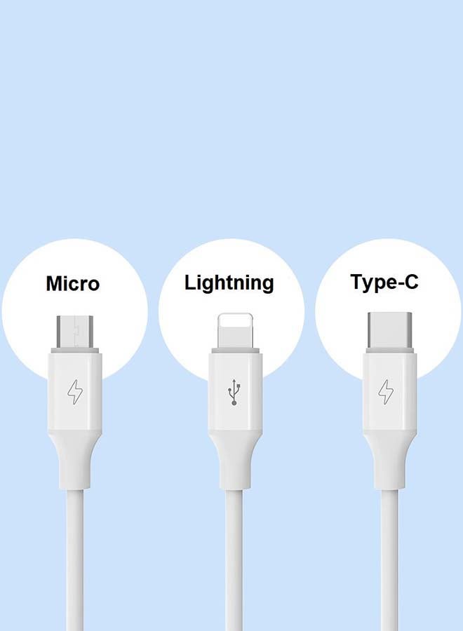 ROMOSS CB251V 3 in 1 Charge and Data Cable Lightning, Type-C and Micro USB Fast Charge Cable 3.5A White - Image 5