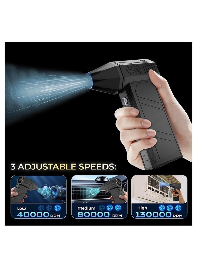 Mini Jet Fan 130,000 RPM Jet Fan Blower, Adjustable Speed, Handheld Lightweight Poratble Brushless Fan,  Cordless Powerful Blowing Fan Compact and Easy to Carry Anywhere,Black - Image 2