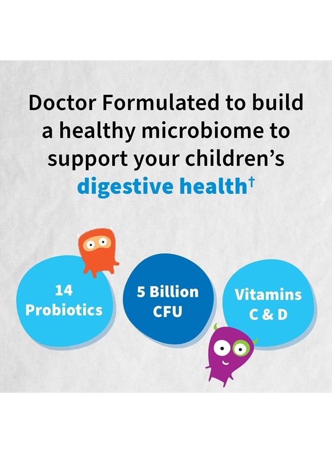 Garden of Life Dr. Formulated Probiotics Organic Kids+ Plus Vitamin C & D - Berry Cherry - Gluten, Dairy & Soy Free Immune & Digestive Health Supplement, No Added Sugar, 30 Chewables (Shelf Stable)  - Image 3