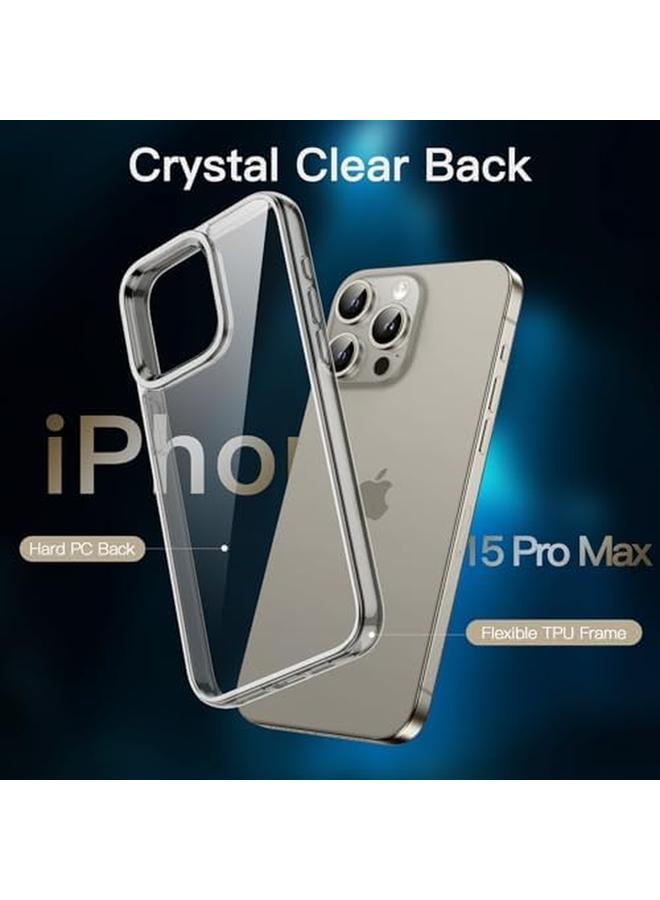 جي تيك جراب 5 في 1 لهاتف Iphone 15 Pro Max مقاس 6.7 بوصة مع قطعتين من واقي الشاشة الزجاجي المقوى وواقي عدسة الكاميرا، غطاء هاتف مضاد للصدمات غير قابل للاصفرار من التيتانيوم الطبيعي - Image 4