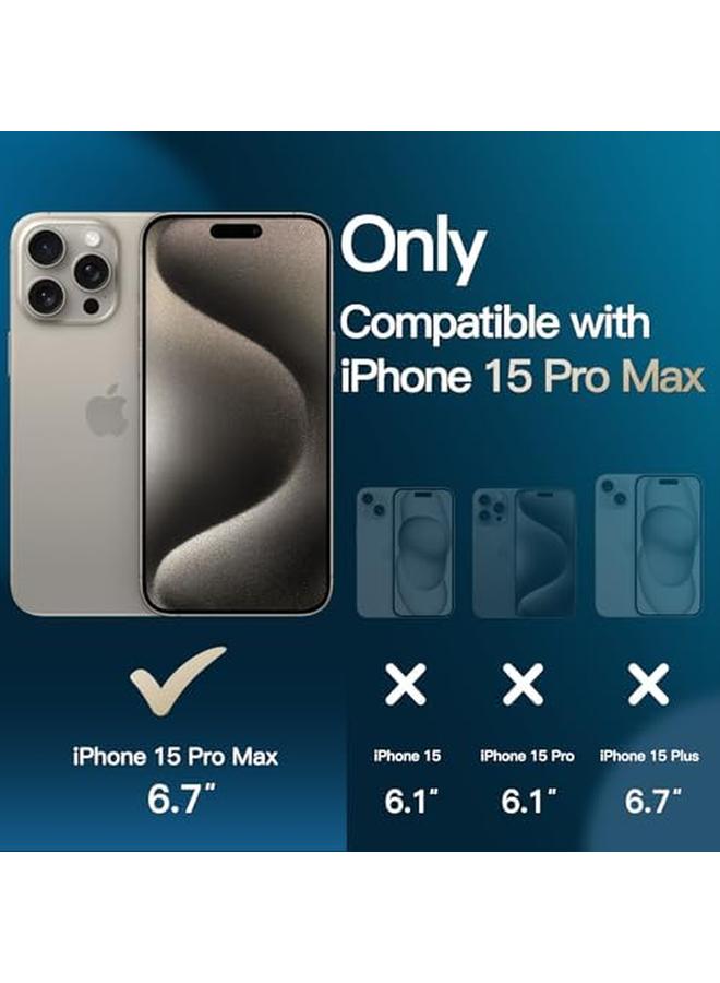 جي تيك جراب 5 في 1 لهاتف Iphone 15 Pro Max مقاس 6.7 بوصة مع قطعتين من واقي الشاشة الزجاجي المقوى وواقي عدسة الكاميرا، غطاء هاتف مضاد للصدمات غير قابل للاصفرار من التيتانيوم الطبيعي - Image 2