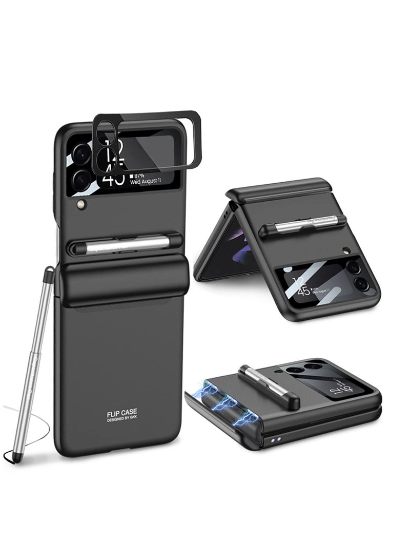 Excefore for Samsung Galaxy Z Flip 4 Case with Hinge Protection Device and Camera Screen Protector, Case 2022, Black - Image 1