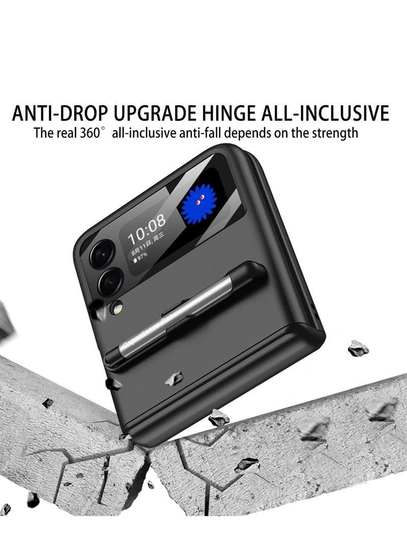 Excefore for Samsung Galaxy Z Flip 4 Case with Hinge Protection Device and Camera Screen Protector, Case 2022, Black - Image 2