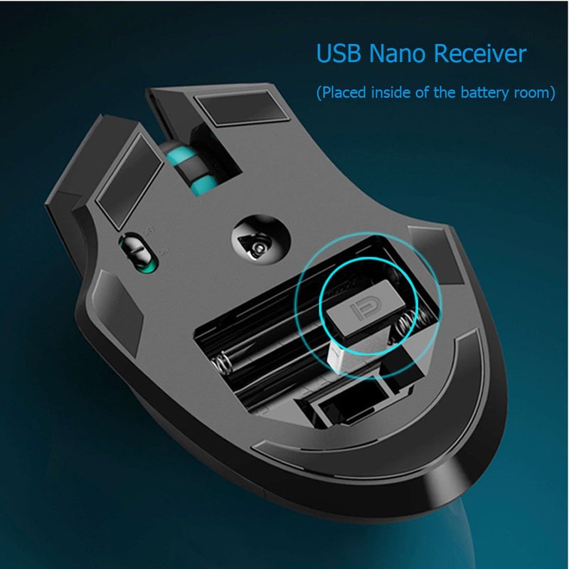 Granvela Noiseless Wireless Mouse,Forter i720 Ergonomic Silent Mouse for Gaming and General Use - 2 Side Buttons - Black - Image 5