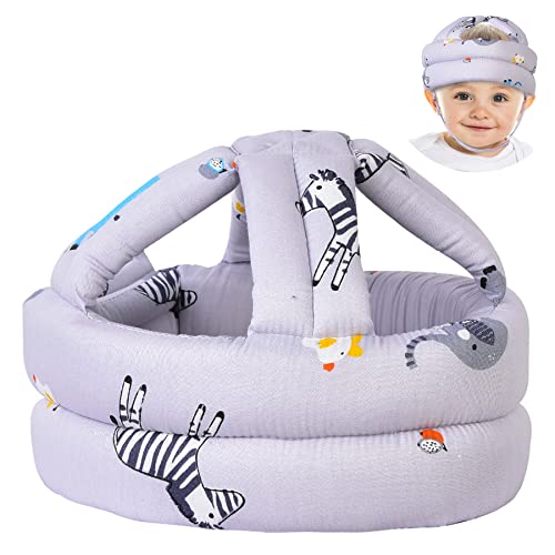TORASO TORASO Baby Helmet Baby Infant Head Helmet for Crawling Head Cushion Bumper Bonnet Soft Headguard for Toddler Learning to Walk Gray Zoo 1
