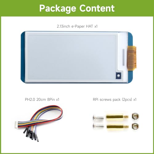 waveshare 2.13inch E-Ink Display HAT V4 Version Compatible with Raspberry Pi Raspberry Pi 5/4B/3B/Zero/Zero W/Zero 2W/Pico/Pico W/Pico WH, 250x122 Resolution SPI Interface Supports Partial Refresh - Image 2