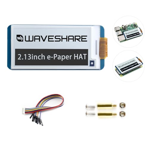 waveshare 2.13inch E-Ink Display HAT V4 Version Compatible with Raspberry Pi Raspberry Pi 5/4B/3B/Zero/Zero W/Zero 2W/Pico/Pico W/Pico WH, 250x122 Resolution SPI Interface Supports Partial Refresh - Image 1