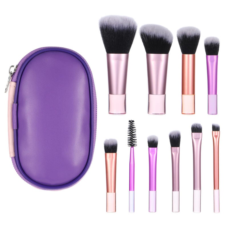 EupHHonycs Mini Travel Makeup Brush Set With Pouch, 10 Pcs Portable Full Complete Function Cosmetic Kit Short Makeup Brush Small Travel Essentials for Women Girls Brushes Blush Powder Eye Shadow (Colorful) - Image 1