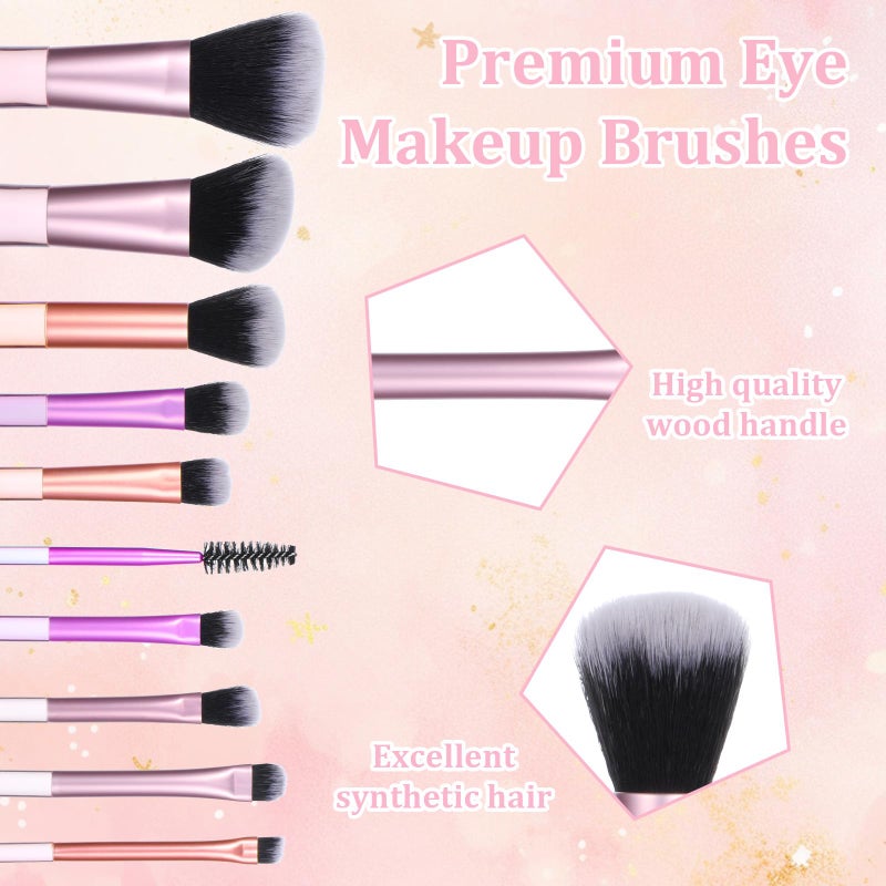 EupHHonycs Mini Travel Makeup Brush Set With Pouch, 10 Pcs Portable Full Complete Function Cosmetic Kit Short Makeup Brush Small Travel Essentials for Women Girls Brushes Blush Powder Eye Shadow (Colorful) - Image 3