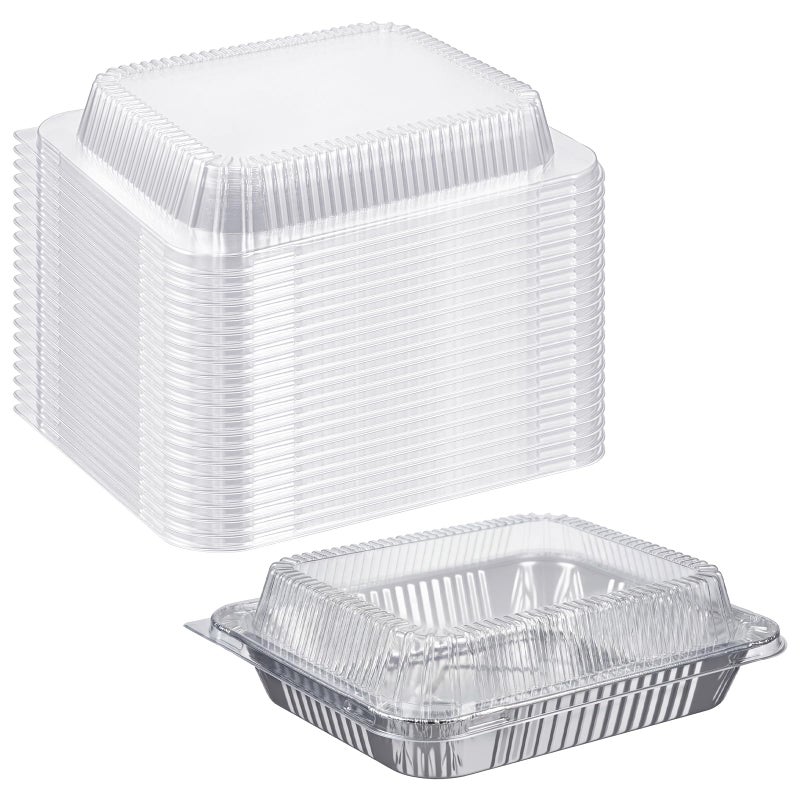 Yiyiring 20 Pcs Plastic Clear Lids for 9x13 Inch Aluminum Foil Pans, 1 Inch Height Disposable Dome Lids Only, Airtight Cover for Half Size Steam Table Pans, Catering, Baking, Food Storage - Image 1