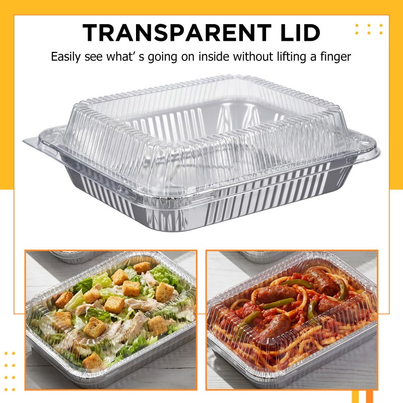 Yiyiring 20 Pcs Plastic Clear Lids for 9x13 Inch Aluminum Foil Pans, 1 Inch Height Disposable Dome Lids Only, Airtight Cover for Half Size Steam Table Pans, Catering, Baking, Food Storage - Image 3