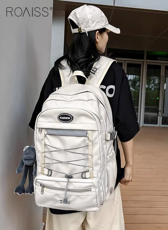 roaiss Large-Capacity Student Backpack Same Style For Men And Women Fashionable And Versatile Waterproof Oxford Cloth Adjustable Shoulder Strap School Bag (With Doll Pendant)  - Image 2