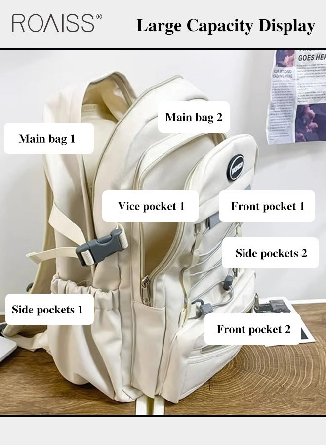 roaiss Large-Capacity Student Backpack Same Style For Men And Women Fashionable And Versatile Waterproof Oxford Cloth Adjustable Shoulder Strap School Bag (With Doll Pendant)  - Image 4