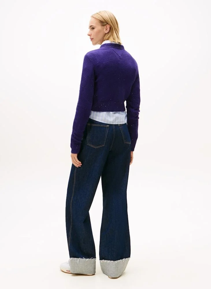 تومي جينز كنزة بشعار وياقة دائرية