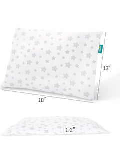 Biloban Biloban 2 Pack Small Pillow with Pillowcase (13 x 18), Child Pillow for Sleeping, Machine Washable Soft Travel Pillow, Gray Star  - Image 4