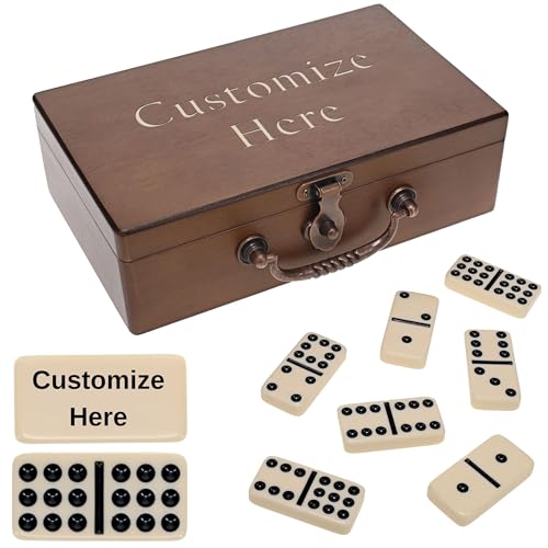 WE Games Double 9 Dominoes in Engraved Wooden Treasure Box Dominoes Set for Adults Personalized Gifts - Image 1